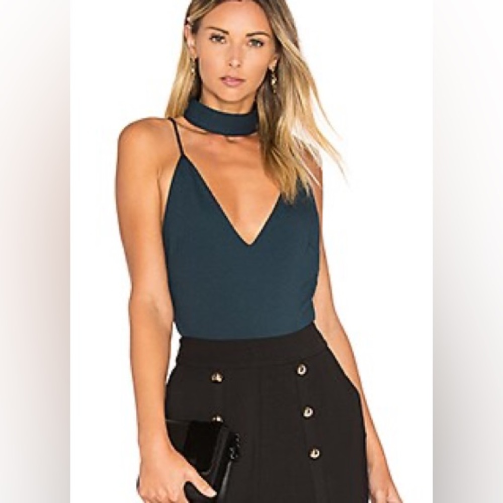 Backstage Nena blue low cut tank top bodysuit